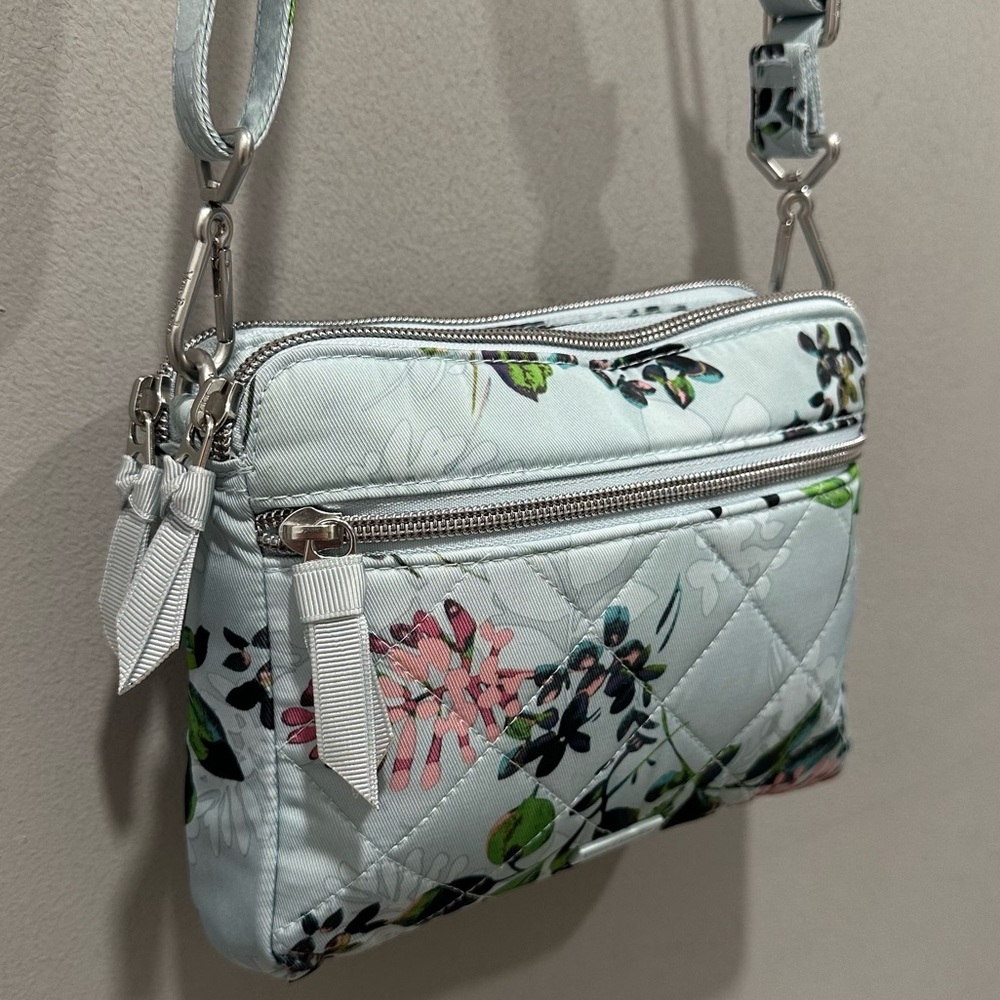 Vera Bradley Seawater Blooms Triple Compartment Crossbody in Performance Twill